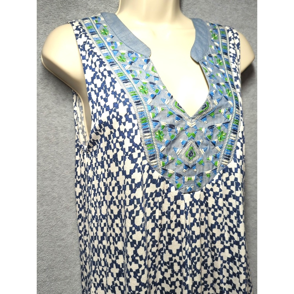 Bohemian Tunic Top Women S Sleeveless Mixed Media Embroidered Southwestern Charm